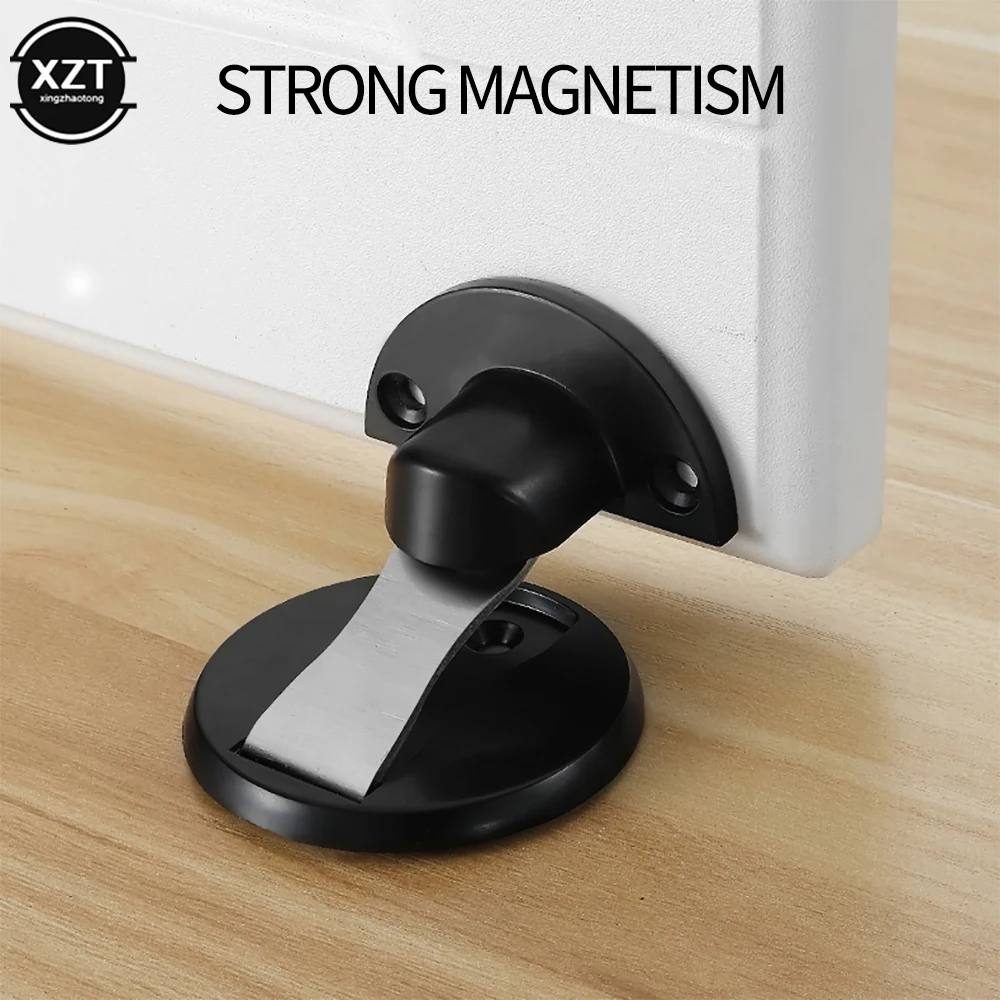 Perforation-free magnetic door stopper 304 stainless steel door stopper hidden holders catch floor nail-free furniture hardware