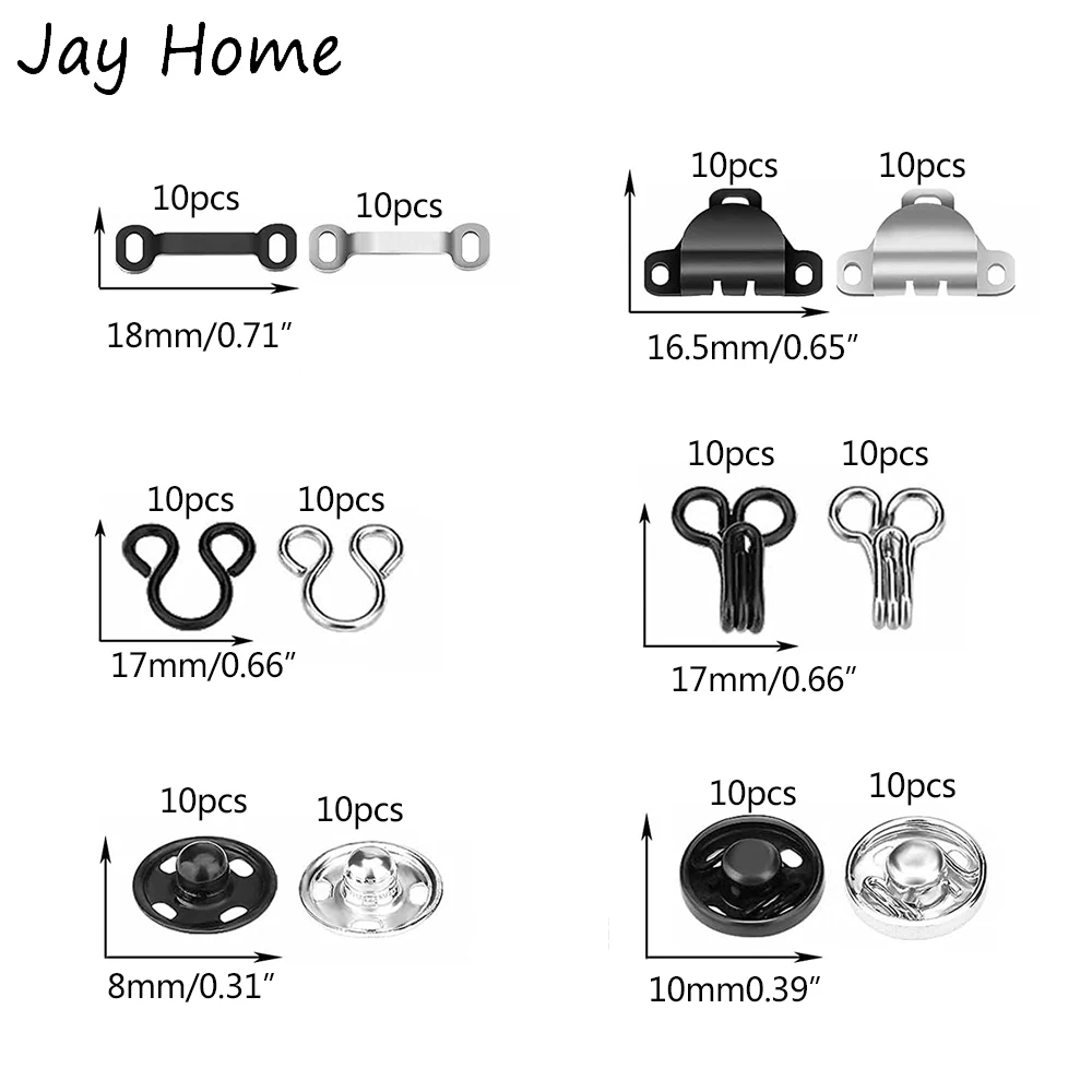 180 Pièces Crochets Et Yeux à Coudre En Métal - 3 Tailles, Pour Réparer Soutien-gorge, Lingerie, Robes, Jupes - Kit Couture DIY, Antirouille