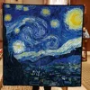 90cm Starry Sky Imitation Twill Fashion Silk Scarf Square Women Hijab Bandana Foulard Head Scarf Van Gogh Oil Painting Kerchief 5