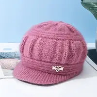 Fashion Hat Plush Knitted Wind Ear Guard Solid Color Simple Autumn And Winter Warm Hat Plush Wool Old Lady Cotton Hat 1