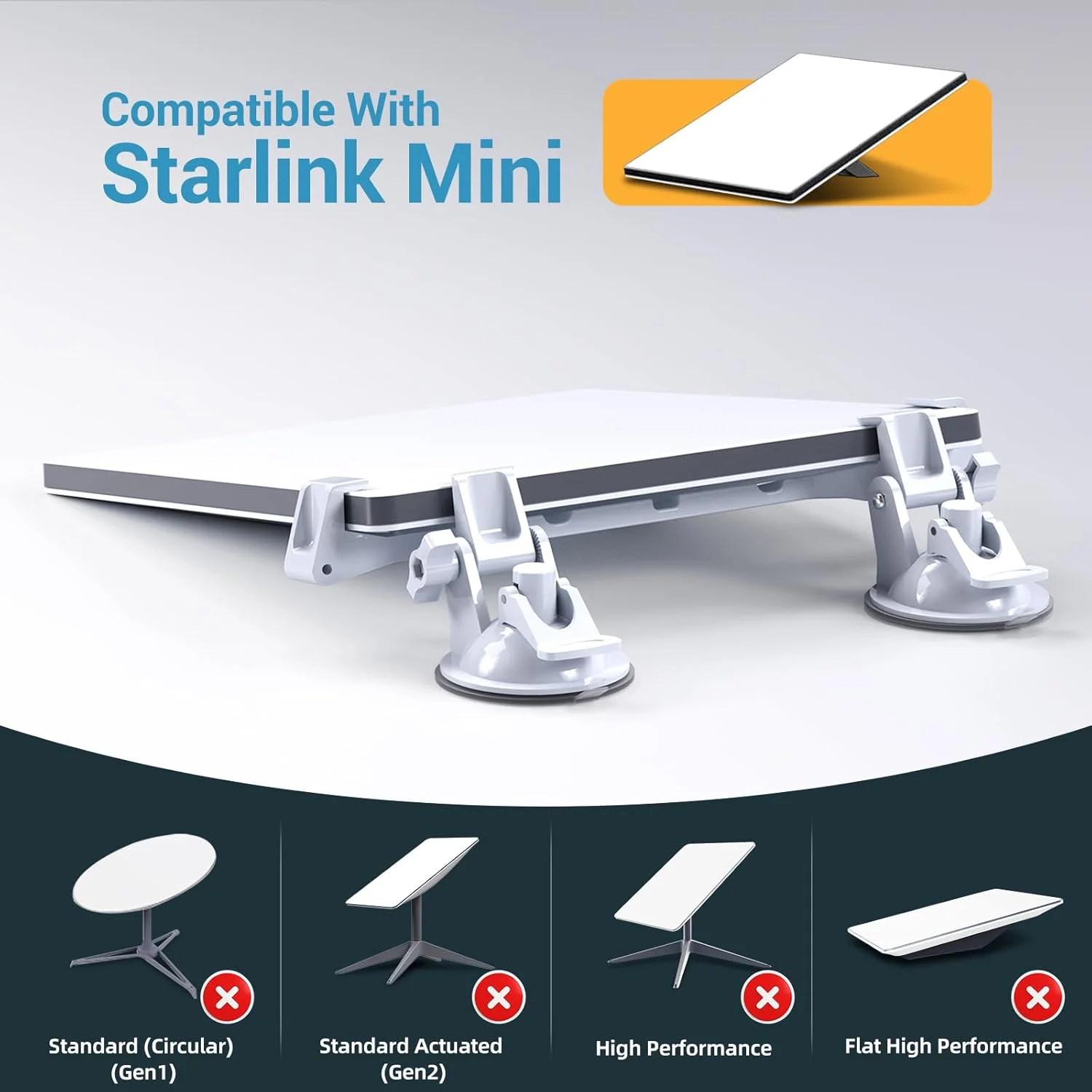 스타링크 미니 차량용 홀더 (계기판용), 스타링크 미니 조절식 흡착컵 (자동차, 차량, RV 계기판용)