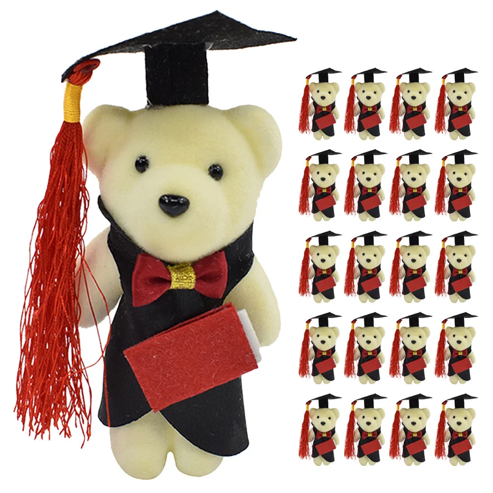 

Graduation Stuffed Bears Plush Bouquet Animal Mini Tassel Toy Supplies Party Gifts Grad Class Tiny Pendant Key Season Gift