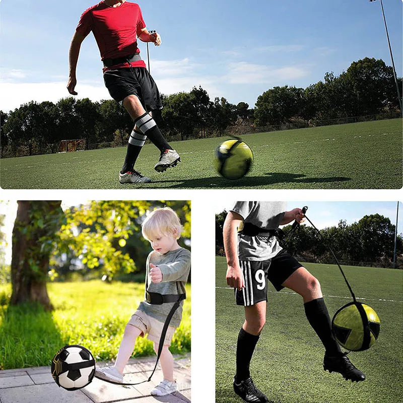 Adjustable Football Kick Trainer Adults Kids Soccer Ball Training Equipment Trainer Solo Practice Elastic Belt Sports Assistance