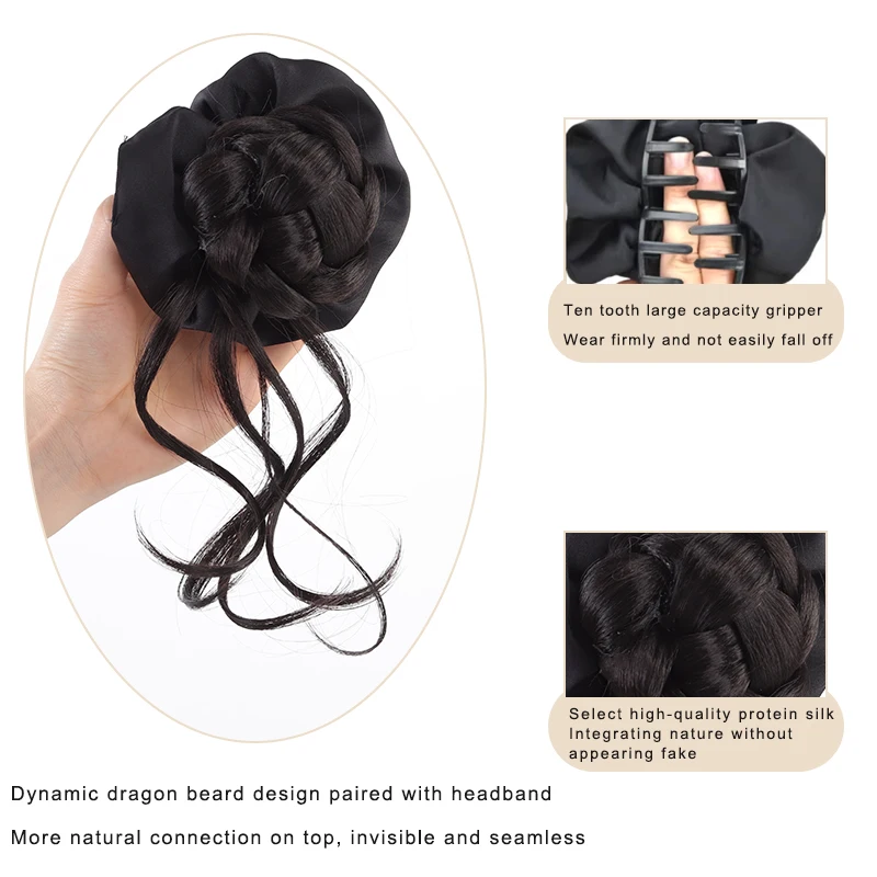 LUPU Dragon Beard Synthesis Messy Hair Bun Claws Clamped in Hair Pieces Fluffy Curly Ponytail Extended Hair Clip Hair Accessory