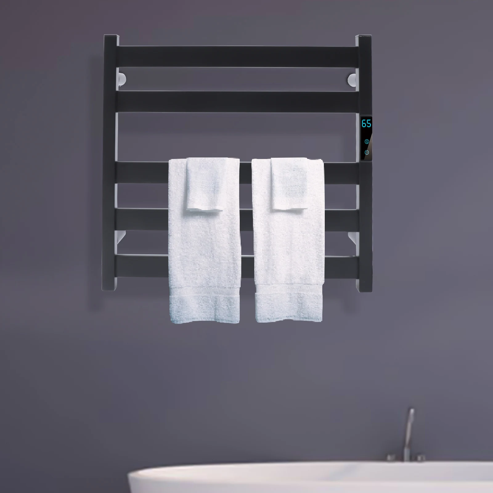 

5-Bar Stainless Steel Wall Mount Heated Towel Rack Towel Heater Warmer Black