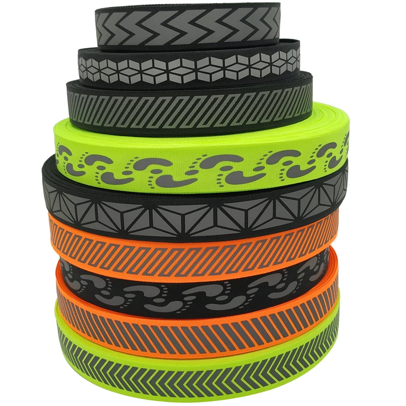 27mm Reflective Ribbon Pattern Black Traffic Safety Warning Tape DIY Clothing Sewing Accessories 3 meter long