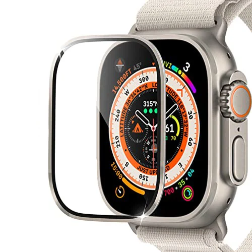Premium Metal Frame Tempered Glass Screen Protector for Apple Watch - Anti-Scratch 49mm
