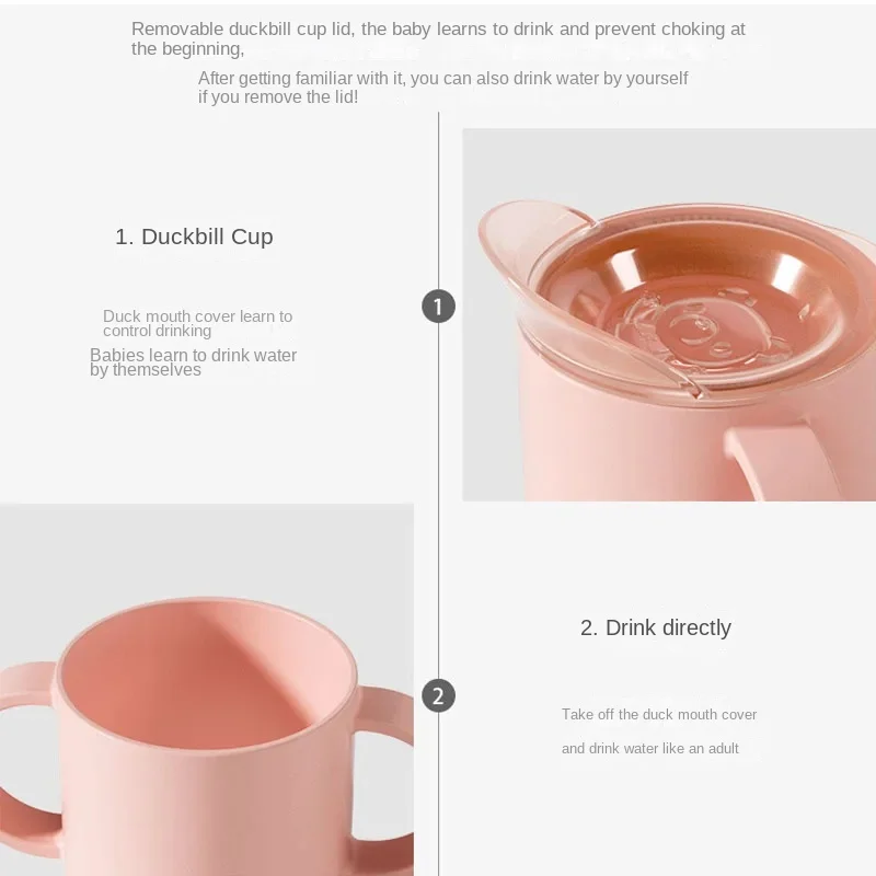 Baby Feeding Cups Kid Learning Drinking Cup with Double Handle Flip Lid Leakproof Infants Water Cups Bottle BPA Free with Lid drinking cup water cup feeding cup