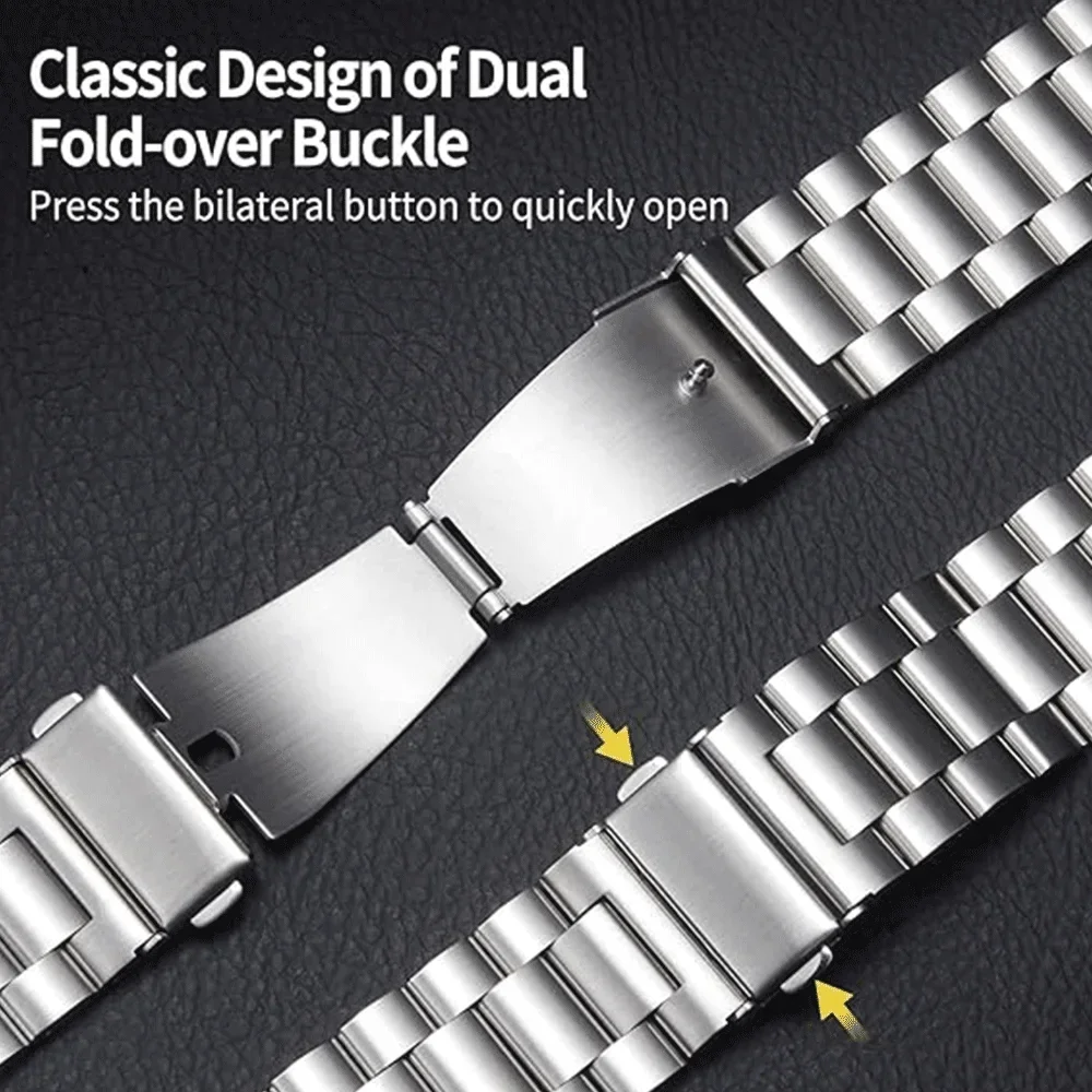 Stainless Steel Quick Fit Strap for Smartwatch - No Gaps Metal Bracelet Design