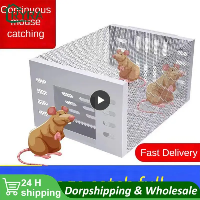 

Large Space Non-toxic Rat Trap Cage Safe Household Continuous Mousetrap Mouse Bait Catcher Box Rat-catching Artifact Metal