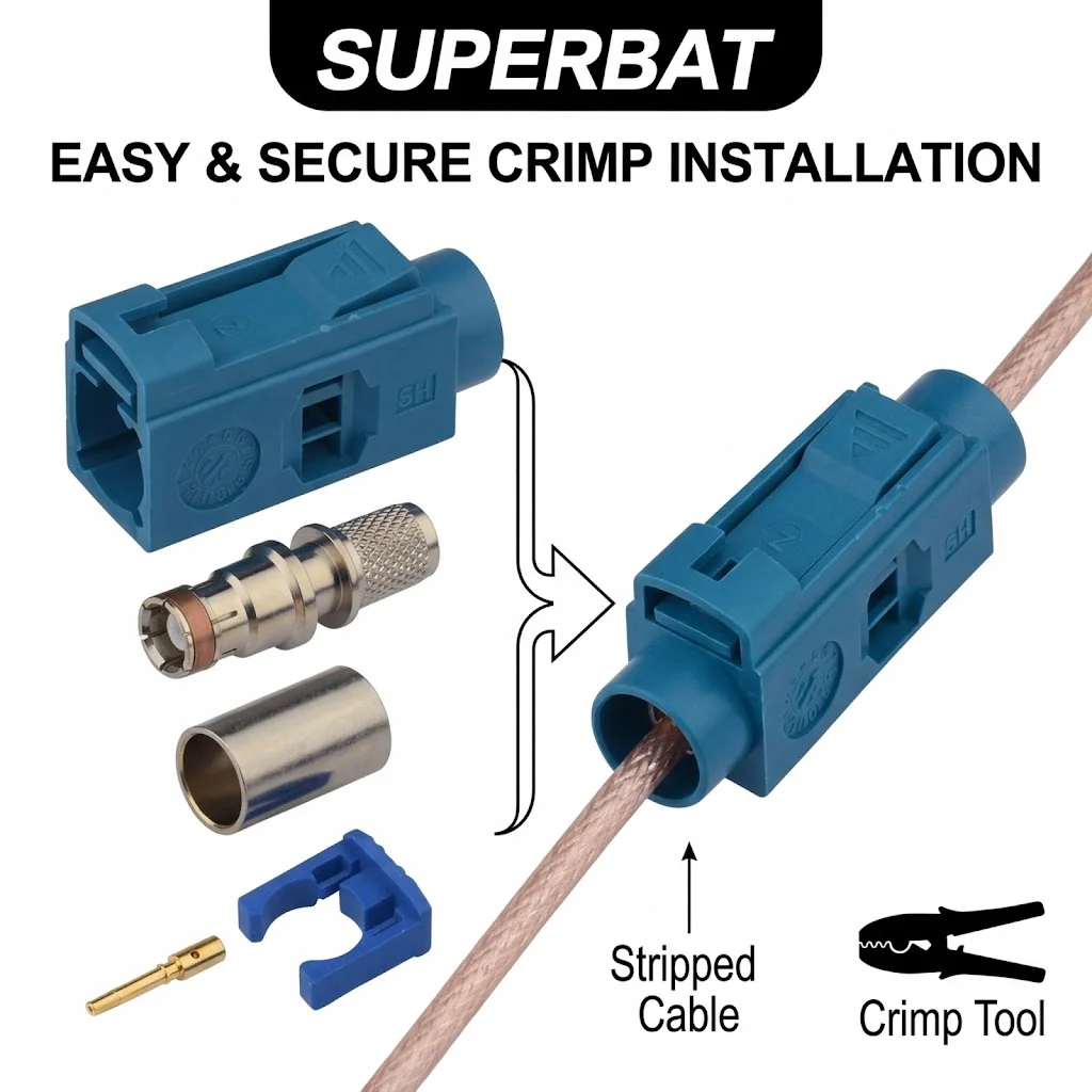 Waterblue Female Crimp RF Coaxial Connector for RG58 LMR195 Cable