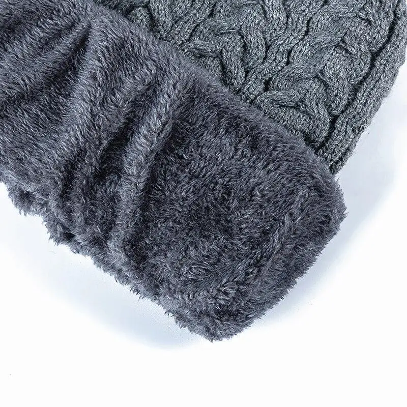 Hot Sale Unisex Thicken Winter Hat Keep Warm Plush Fur Lined Cap Stylish Beanie Hats For Men Women Outdoor Knitted Hat