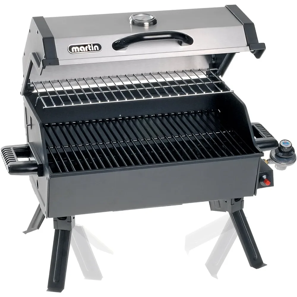 

MARTIN Portable Propane Bbq Gas Grill 14,000 Btu Porcelain Grid with Support Legs and Grease Pan Bbq Grill Outdoor