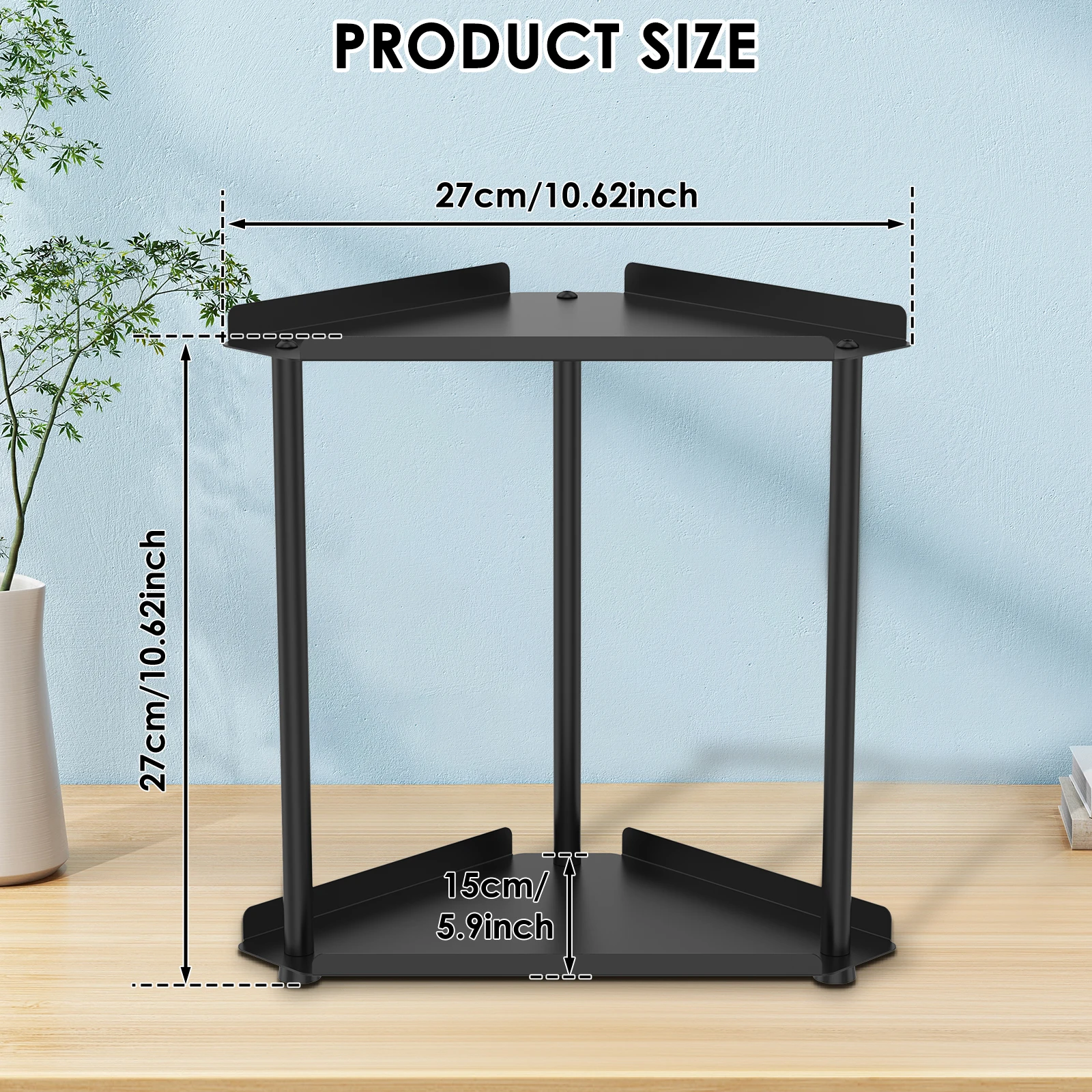 2-Tier Multifunctional Corner Storage Shelf Metal Bathroom Cosmetic Kitchen Spice Rack Office Home Counter Organizer 6
