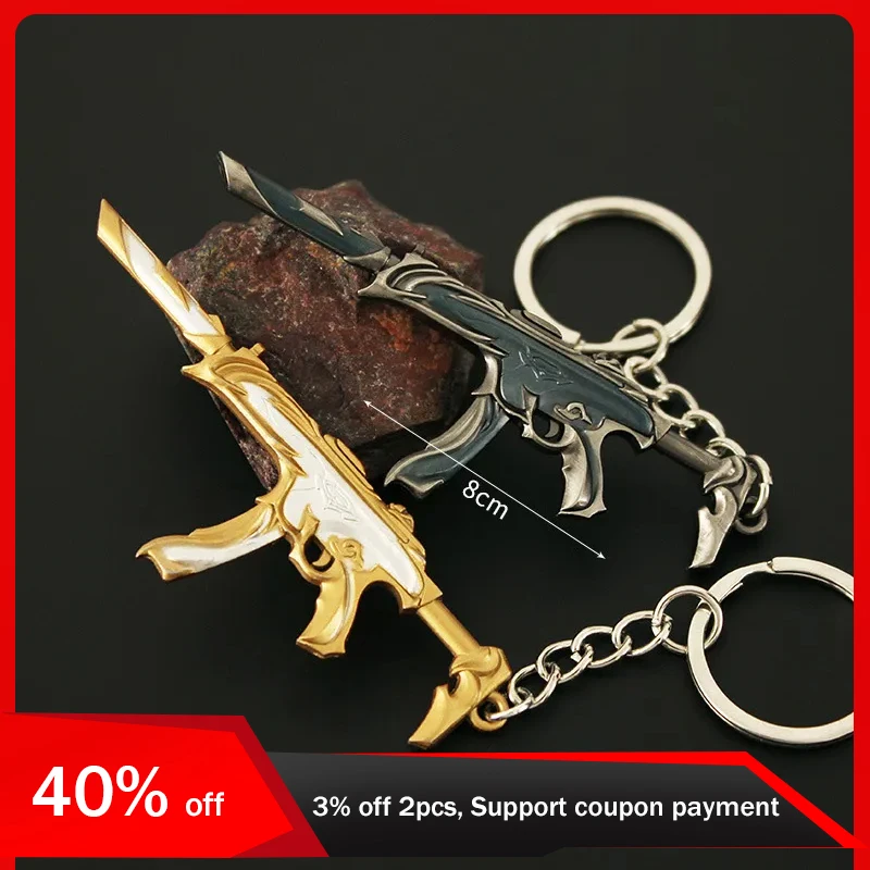 Valorant Keychains Forsaken Gold Spectre Anime Game Peripheral Agents Gun Model Pendant Accessories Keychain 8cm Gifts Toys Boys