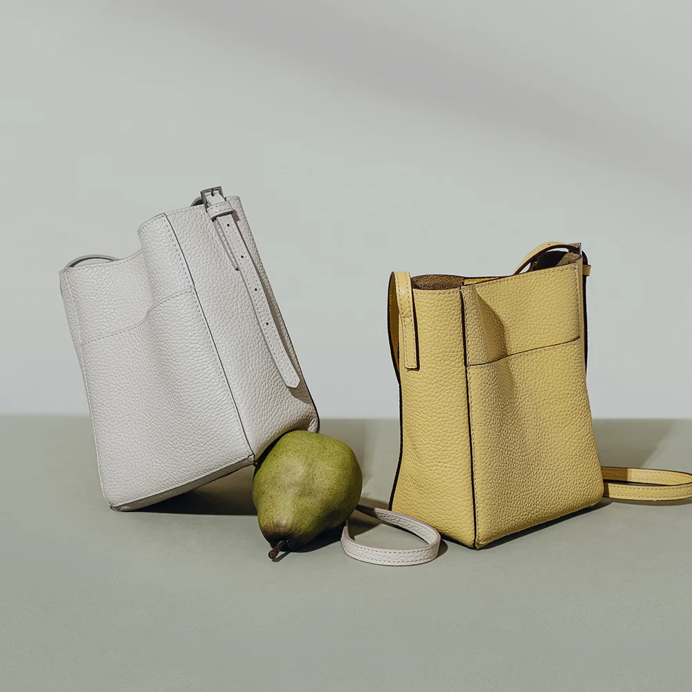 Women's Shoulder Bucket Korean Bag Style Y2k 2024 Early Spring New Texture Genuine Leather Top Layer Cowhide Versatile Simple