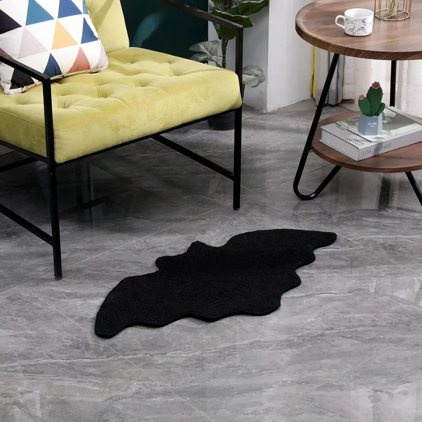 Halloween Irregular Bat Bath Mat Living Room Rugs Spider Web Carpet Door Mats Non-Slip Bathroom Bedroom Kitchen Mats Decoration