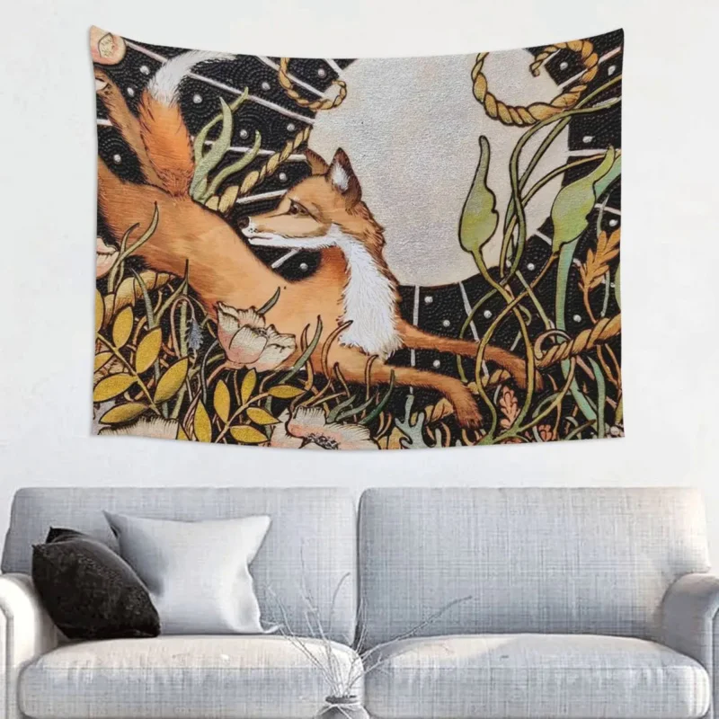 

Mysterious Forest Flower Jungle Animal Tapestry Bohemian Polyester Wall Hanging Vintage Wall Decor Beach Mat Art Tapestries