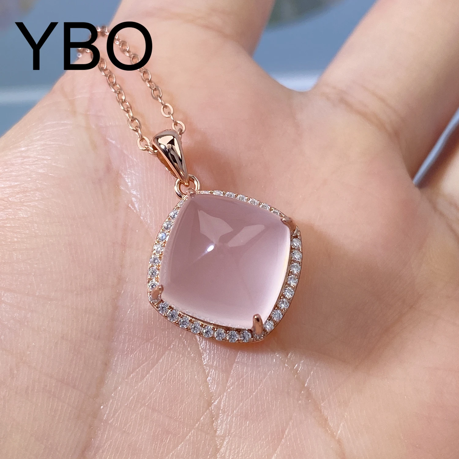 

Женская подвеска из серебра 925 пробы с розовым кварцем