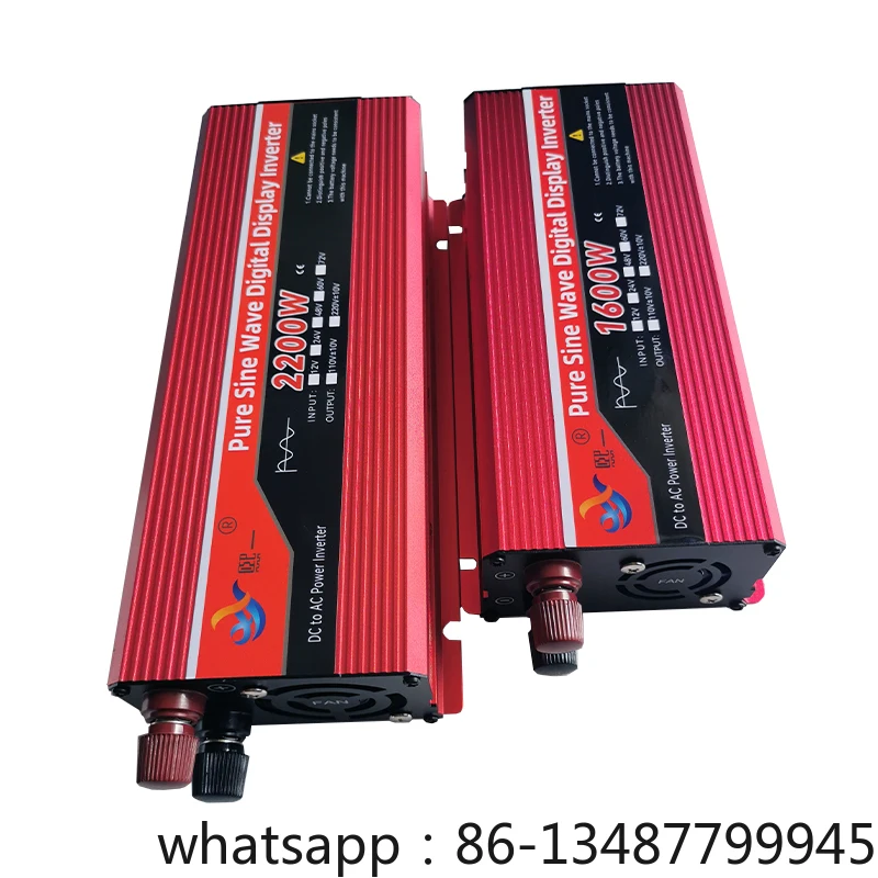 순수 사인파 전력 인버터, DC 12V, 24V, 48V, 60V-AC 110V, 220V 전압, 50Hz, 60Hz, 1600W, 2200W 커넥터, 자동차 인버터