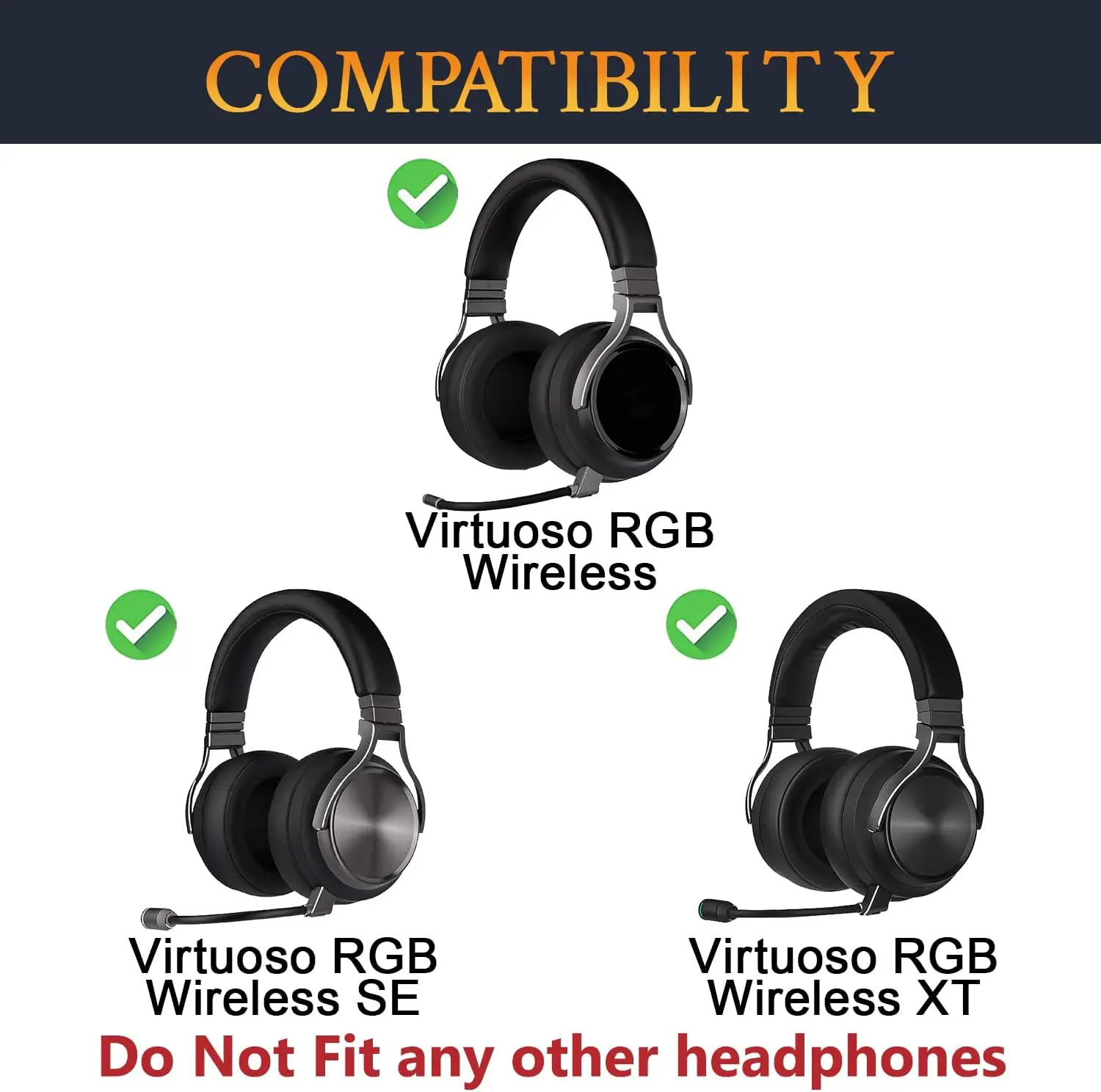 Earpads & Headband for Corsair Virtuoso RGB Wirless / RGB Wireless XT / RGB Wireless SE Headset Replacement Ear Pads Cushions