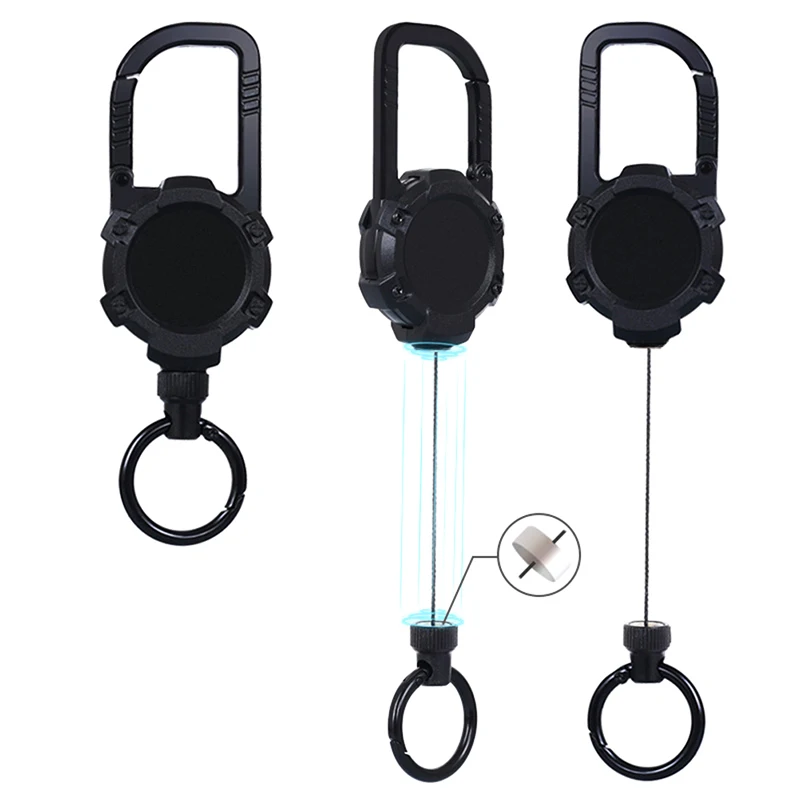 Paquet De 2 Porte-clés Rétractables, Porte-badge Mousqueton Robuste Avec Cordon Retractable En Acier De 60 Cm 96575800