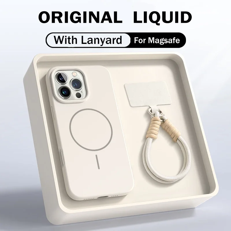 Premium Liquid Silicone Lanyard Strap Case with Magnetic Soft Cover