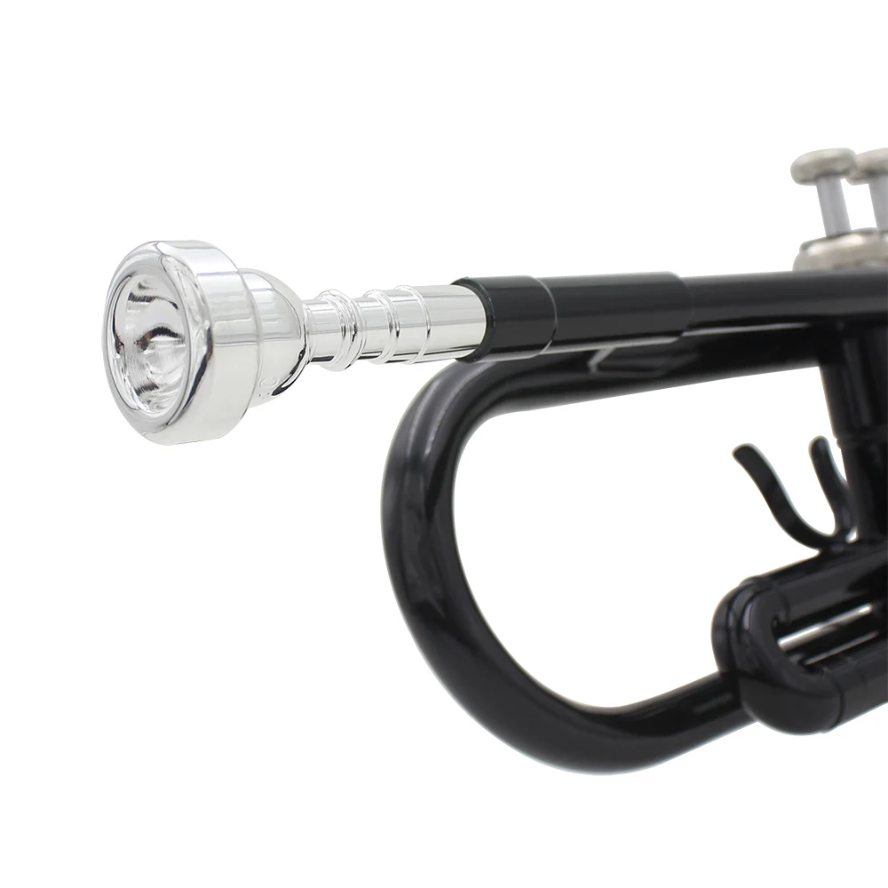 SLADE Schwarzes Trompeten-Set aus Messing, Standard-BB-Trompeten-Set für Studenten, Anfänger, mit Hartschalenkoffer, Handschuhen, 7C-Mundstück-Zubehör – Detail 6