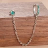 Boucles d'oreilles pendantes en acier inoxydable pour femmes, chaîne de couleur or, pendentif en zircone, Clip, accessoires bijoux de fête de vacances