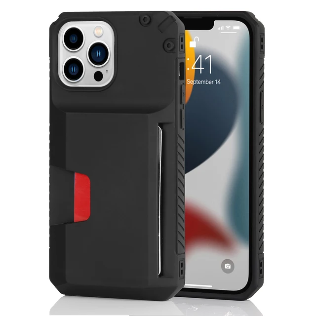 Smartish iPhone 14 Pro Wallet Case - Wallet Slayer Vol. 1 [Slim + Protective] Credit Card Holder - Black Tie Affair