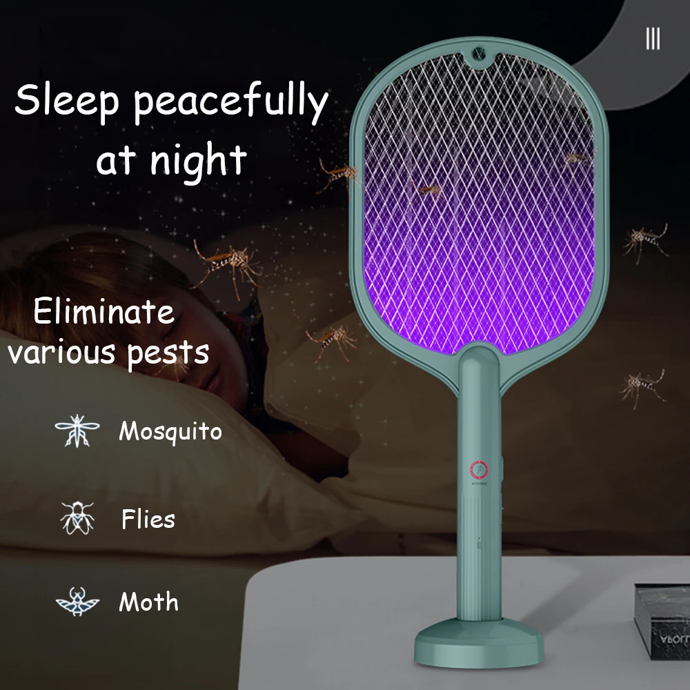 USB 충전식 휴대용 가정용 벽걸이 방충등, 모기 살충, 자외선, 전기 플라이 스와터, 2 in 1