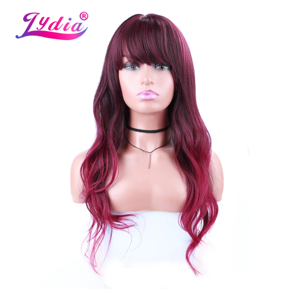 Lydia Long Synthetic Hair Wigs With Straight Free Side Bang Toppe African  American Women Natural Wave 18Inch Black Red Daily Wig| | - AliExpress
