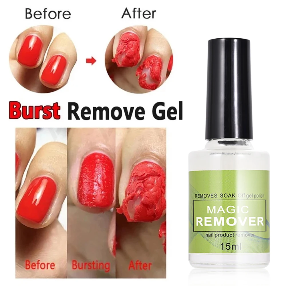 Professional Nail Polish Remover Burst Nail Gel (Don't Hurt Nails) 3 mins Quickly Removes Soak-Off Gel Polish UV Nail Lacquer 4