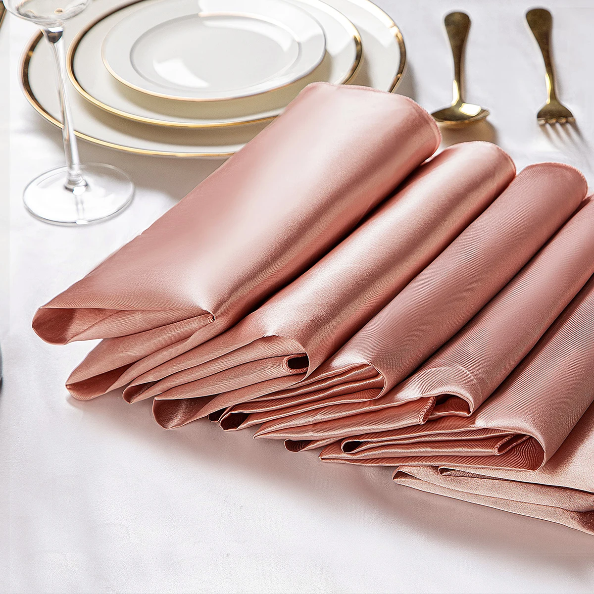 24PCS 30x30cm Wedding Dark Green Satin Napkin Wholesale Soft Table Napkins for Romantic Christmas Party Dinner Table Decoration 3