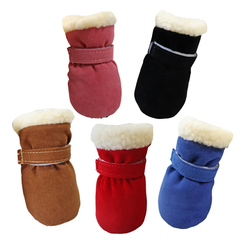 4PcsWinterWaterproofWarmPetDogShoesNonslipSnowBootsforSmall