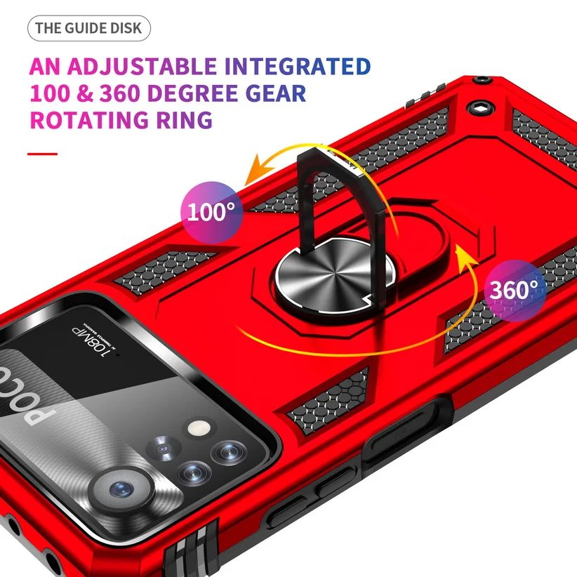 Enhanced Armor Shockproof Silicone Hybrid Case with Metal Ring