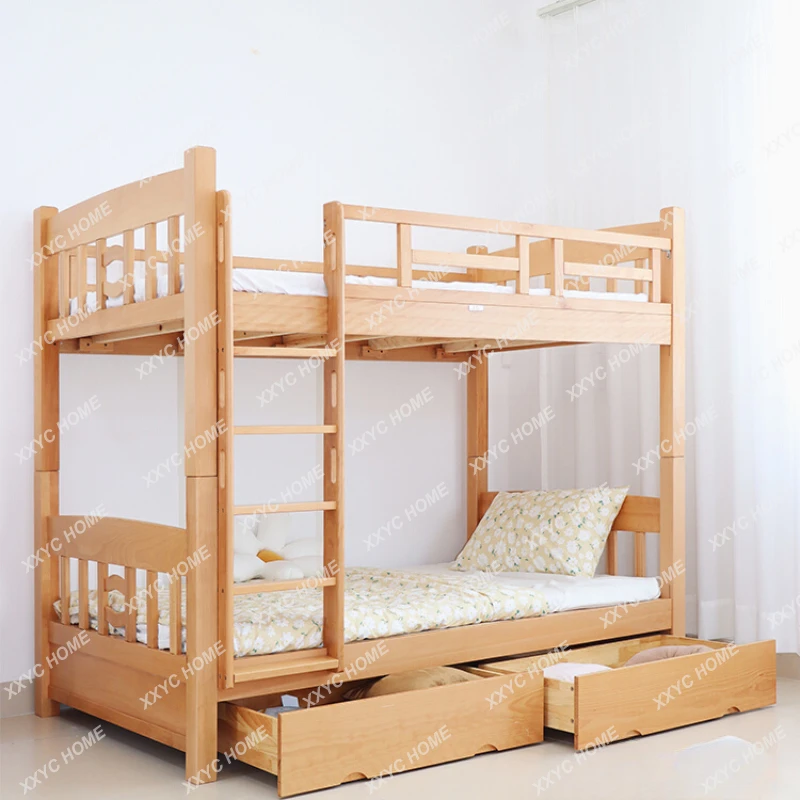 

Двухъярусная кровать из массива дерева, кровать из бука, регулируемая по высоте кровать, для детей и взрослых, для хранения в маленькой квартире