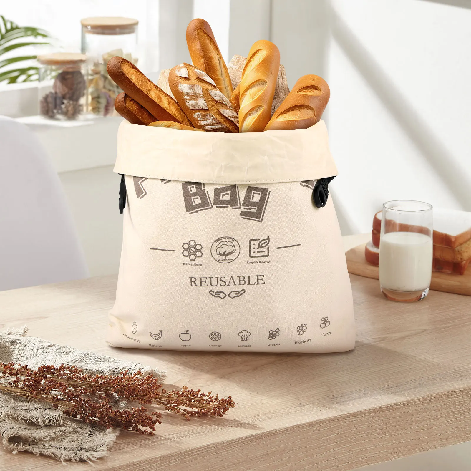 Reusable Beeswax Bread Bags For Hoeade Sourdough Storage Bags For Freshness - Bread Bag, Ultilateral Sealing Bag