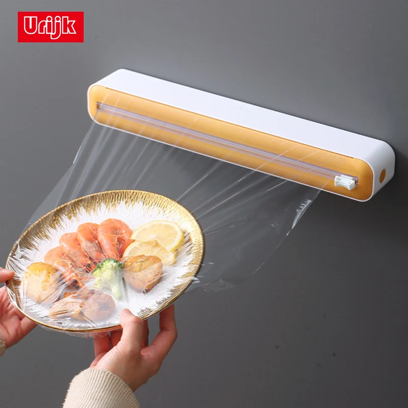 Home Cling Film Cutting Box Wall mounted Food Plastic Wrap Suction Cup