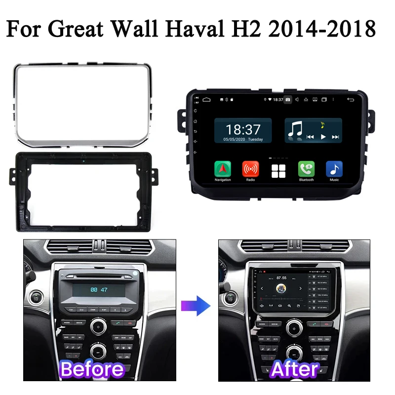 

2din Автомобильная рамка Fascia адаптер для Great Wall Haval H2 H2s 2014-2018 большой экран Android Радио Аудио приборная панель комплект