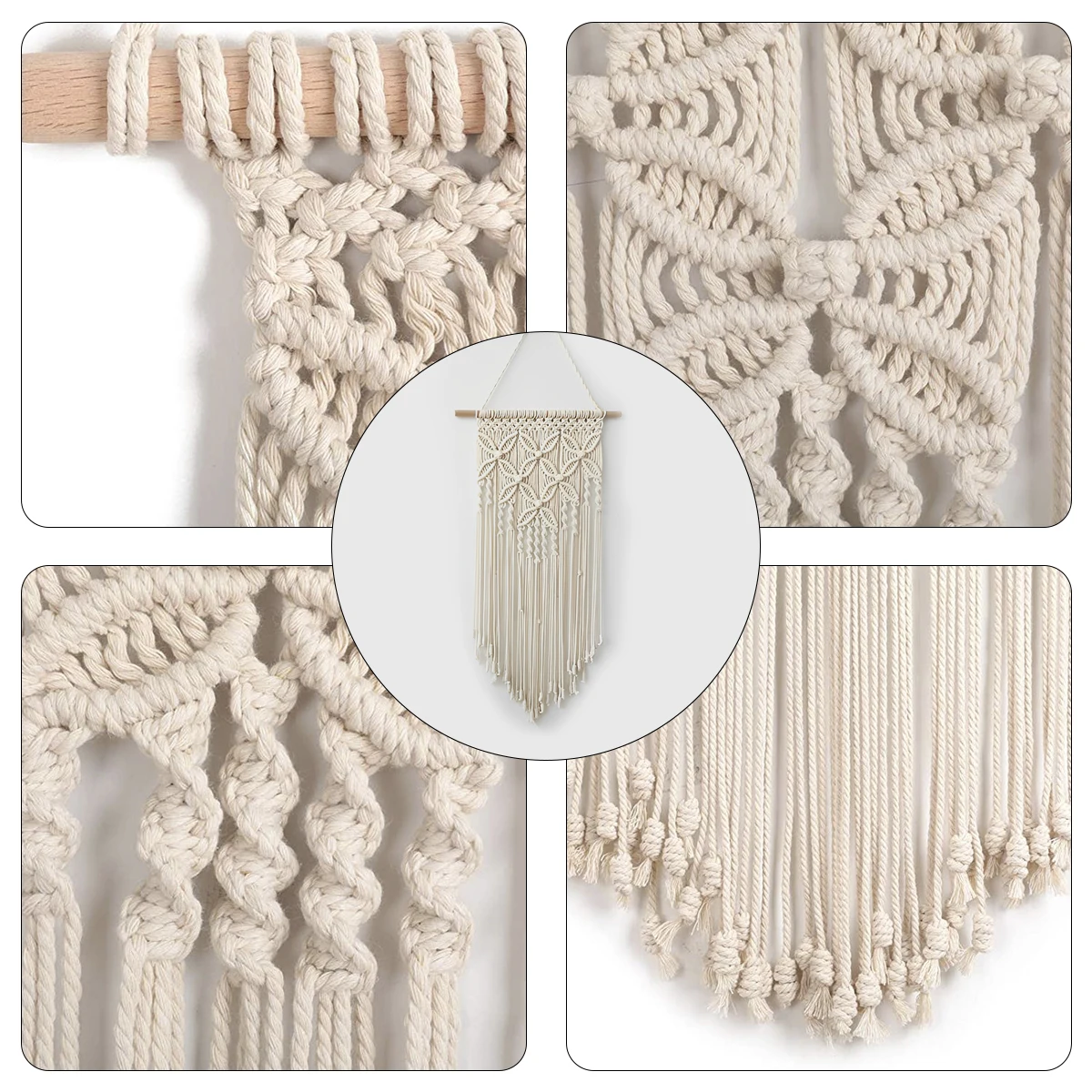 Macrame Wall Hanging, Bohemian Handwoven Wall Tapestry, Solid Color Tassel Woven Wall Hanging Tapestry, Modern Art Wall Decor