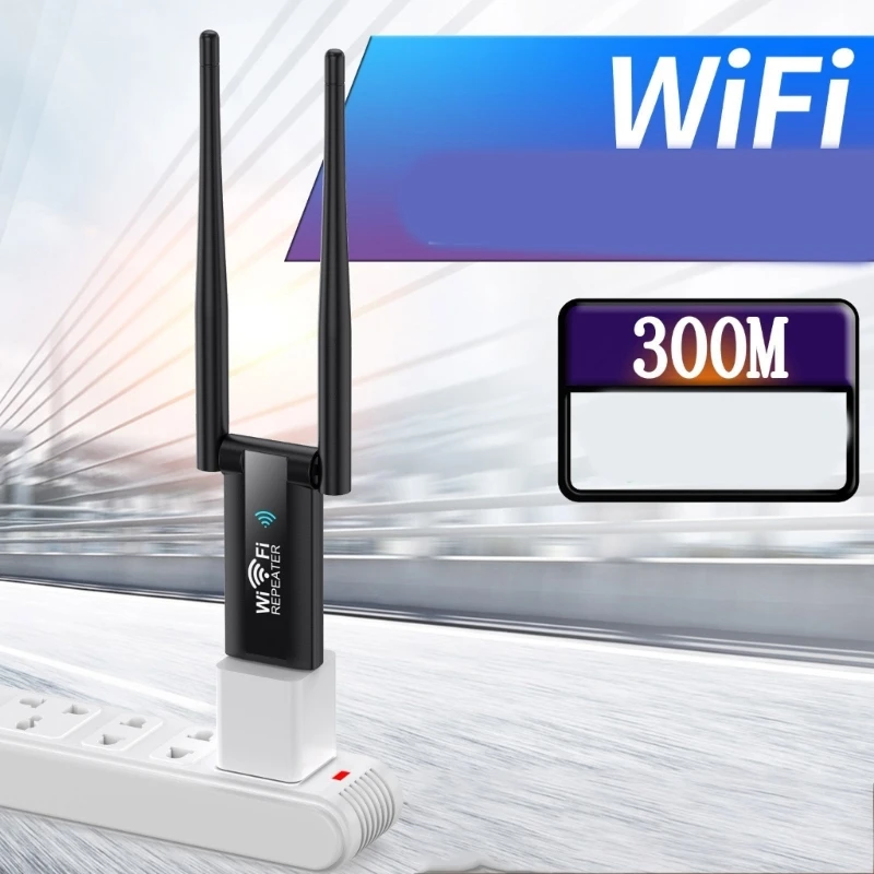 300미터용 2.4GHz USB WiFi 리피터 무선 WiFi 신호 증폭기 부스터