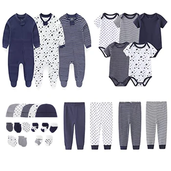 27 Pezzi Set Regalo per Neonato Tinta Unita 100% Cotone Vestiti per Neonata Vestiti per Neonato Essenziali e Accessori