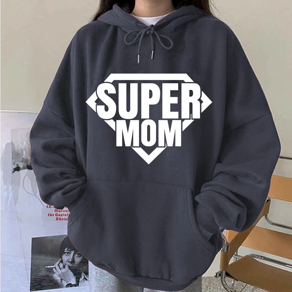 

Seeyoushy SUPER MOM 2023 New Fashion Long Sleeve Women's Top Casual Y2K Streetwear Harajuku Autumn/Winter Hoodie