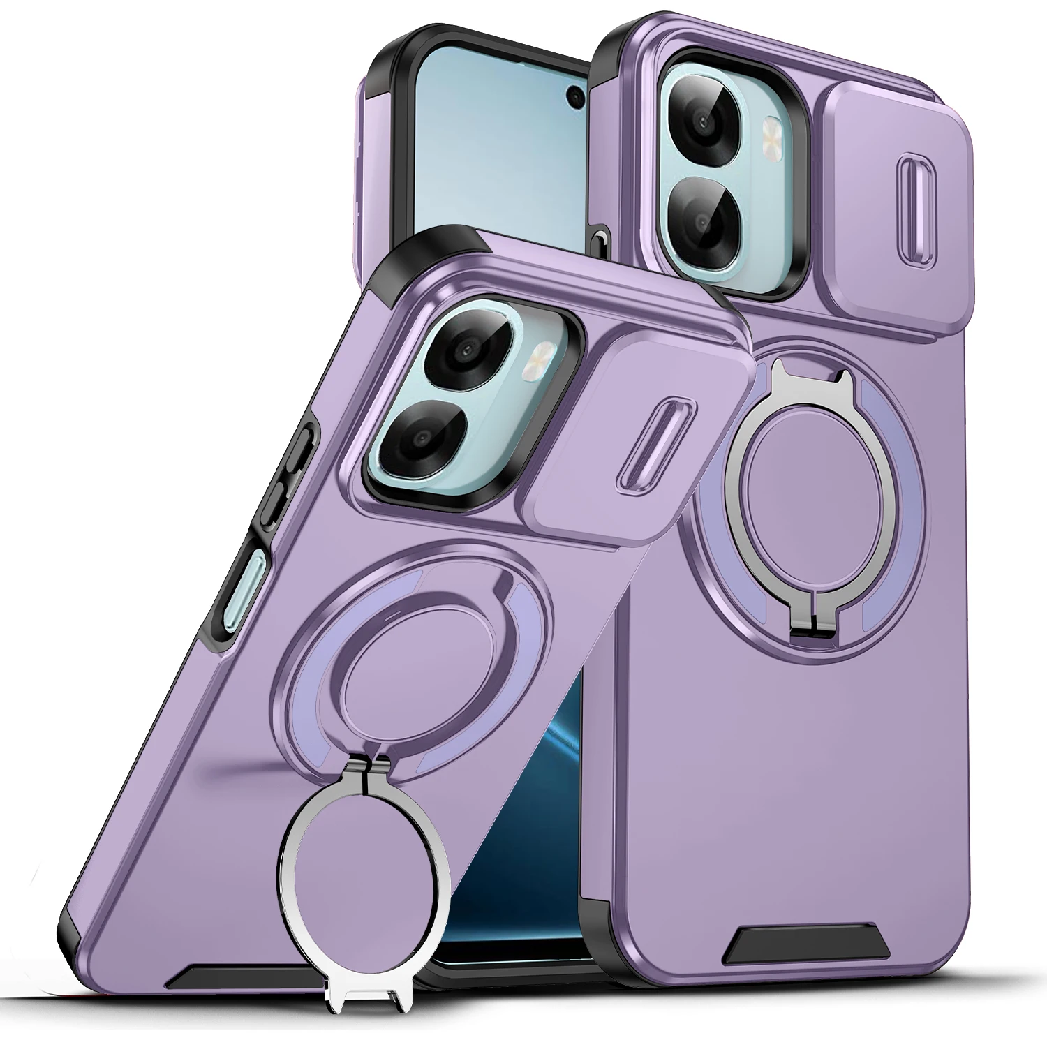 Rugged Armor Magnetic Bracket Slide Camera Protection Phone Case