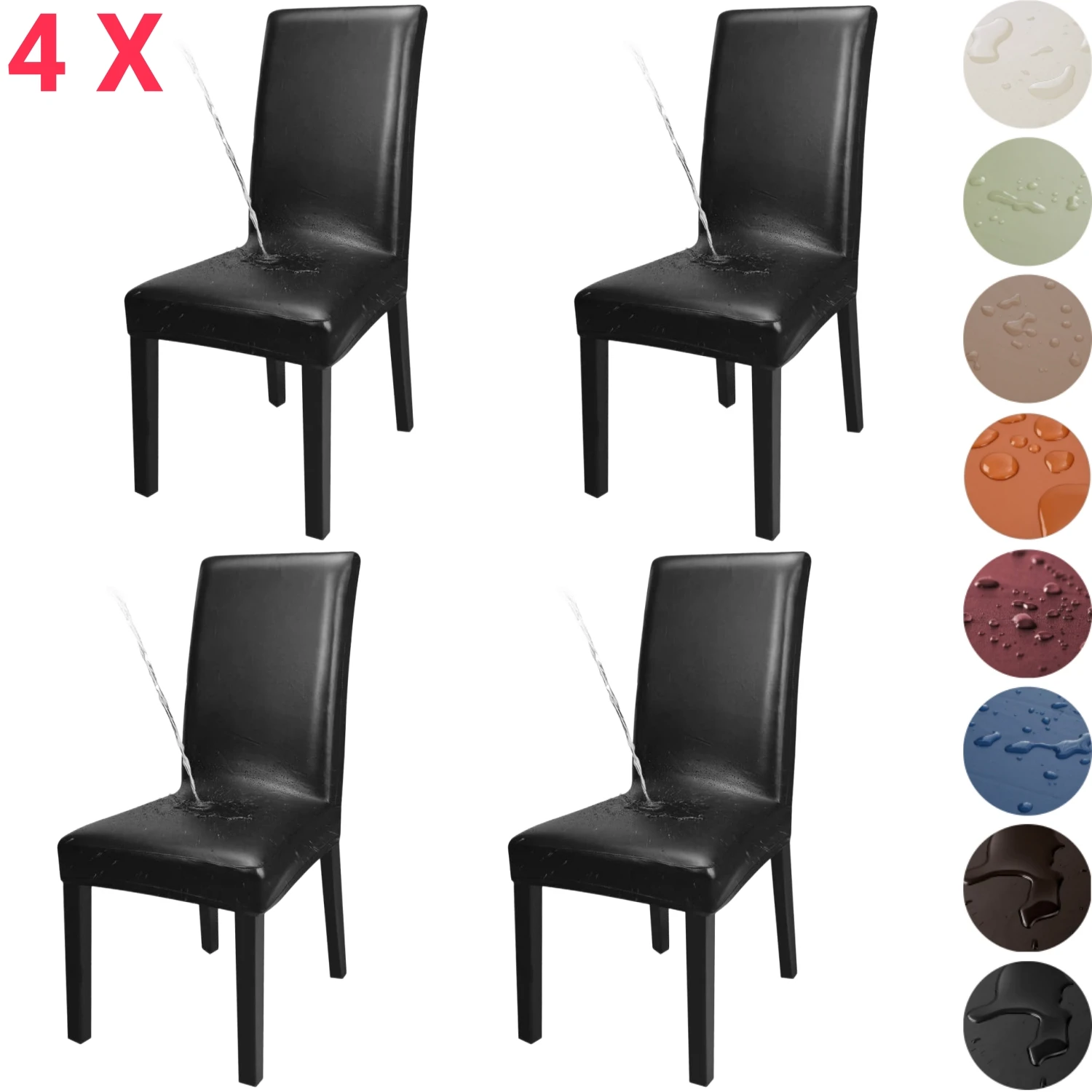 4 X PU Leather Dining Chair Cover Protector For Dining Room Waterproof Dining seat Chair Decoration For Hotel Banquet wedding