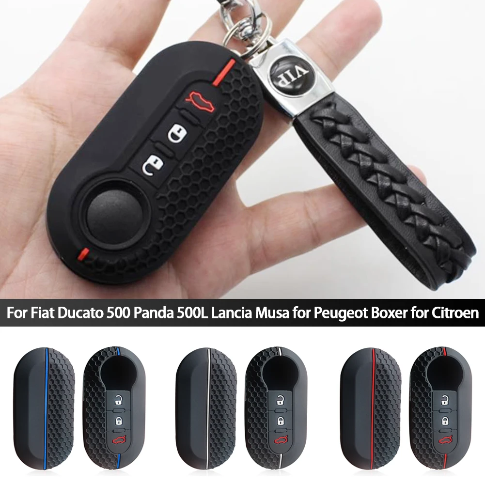 

Silicone Key Case Remote Fob Car Key Cover for Fiat 500 Ducato Panda 500L Punto Lancia Musa for Citroen Jumper for Peugeot Boxer