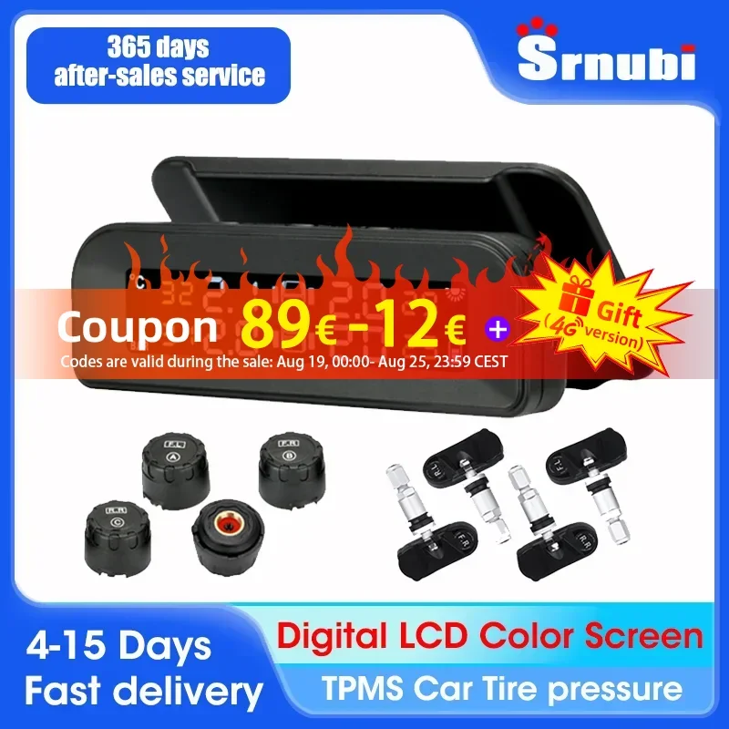 Car Tire Pressure Monitor Car Tire Pressure Sensor Smart Car TPMS Solar Power Digital LCD Screen Display Wireless 4 tire Monitoring System Auto Security Alarm Tire Pressure Sensor