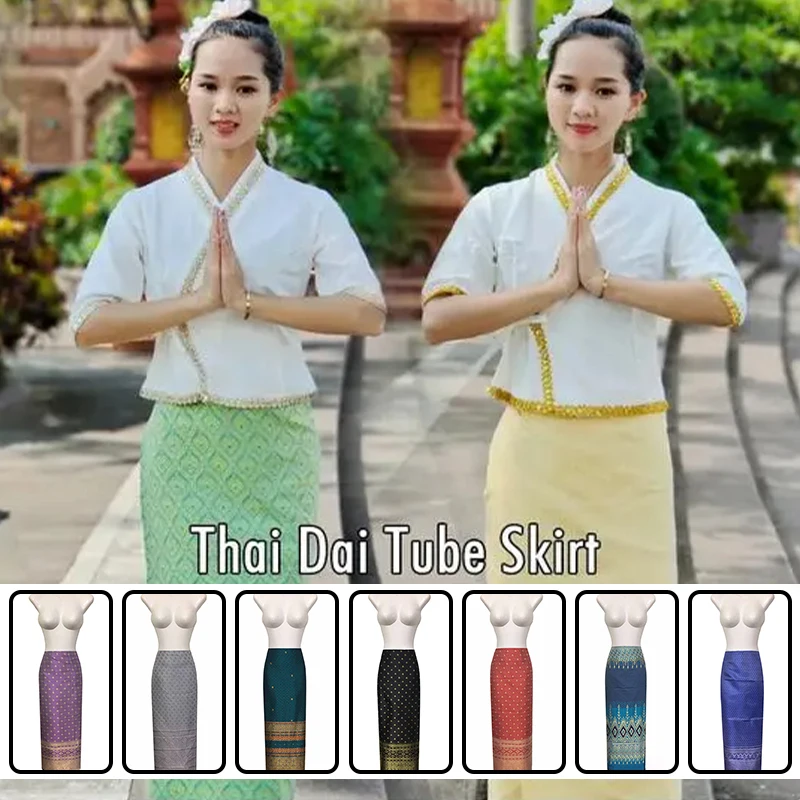 Malaysia Thailand National Long Skirt Sarong Dai Tube Skirt Southeast Asia Traditional Costume Lady Performance Folk Dance thai style skirt