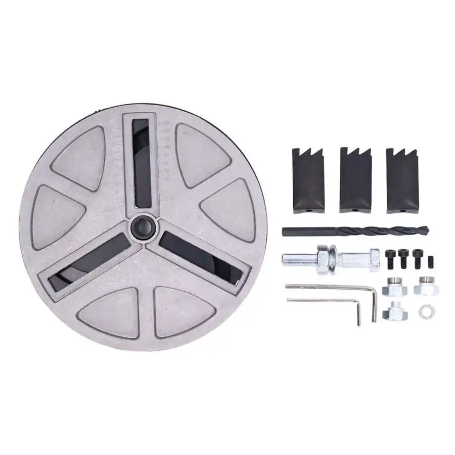 Description Picture 2 of itemwoodworking Adjustable Punching Saw Round Hole Opener Tools with Positioning Bit and 3 Tooth Blades wood saw